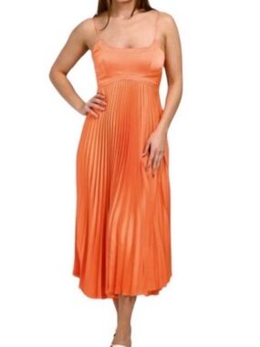 Open back dress with pleated skirt